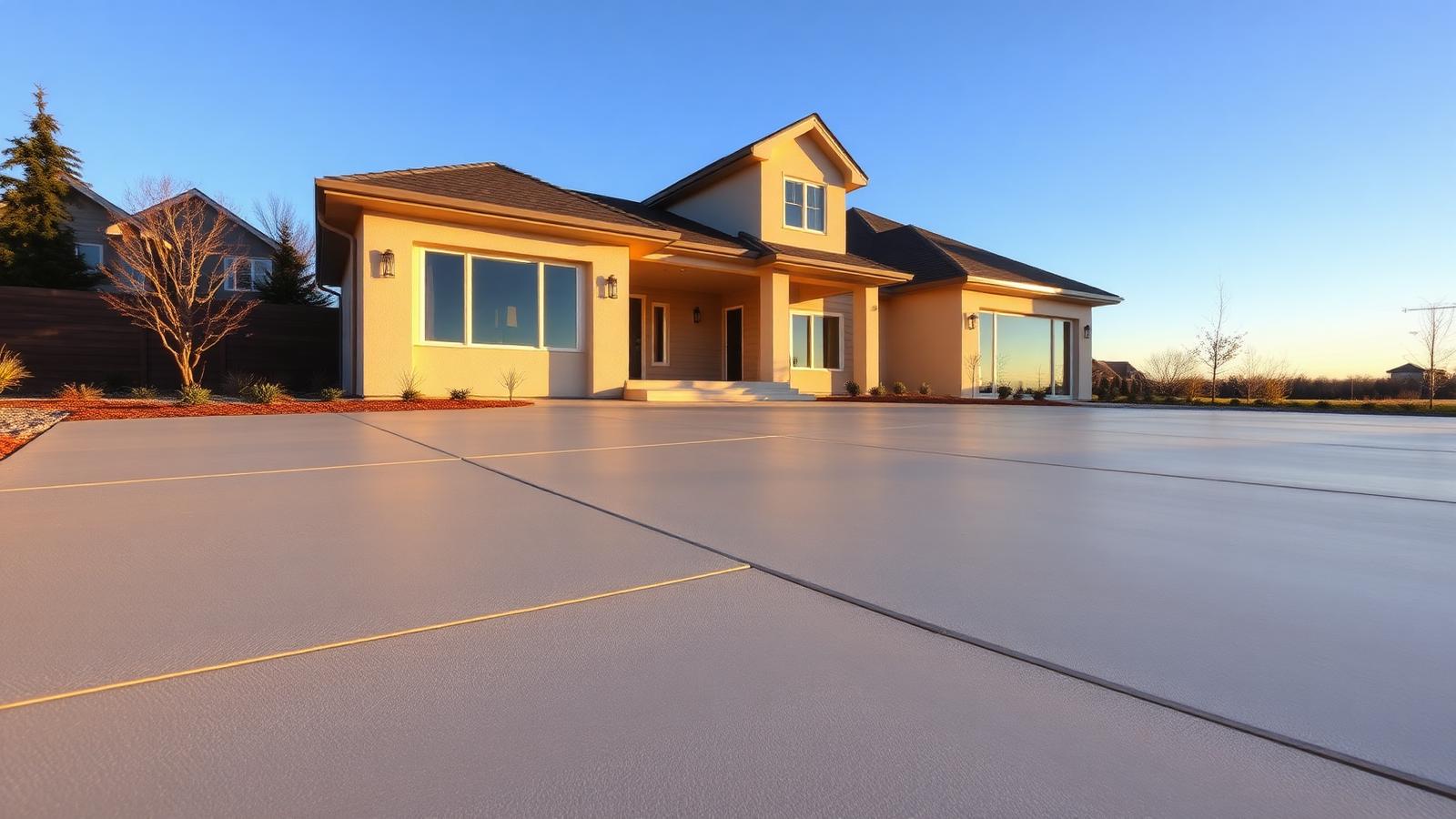 Beautifully smooth finished concrete driveway and patio after BRAP Designs