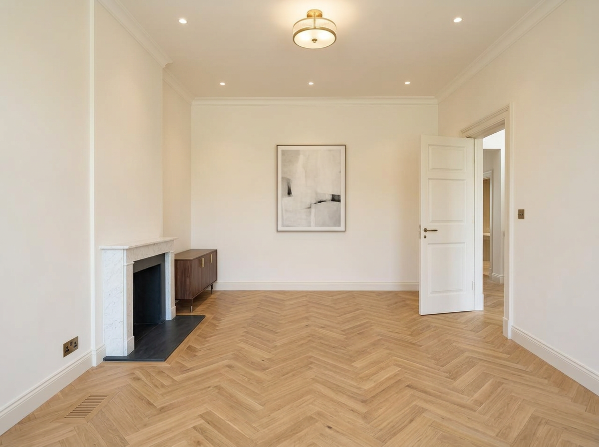 Bespoke brick fireplace in a finished BRAP Designs living room