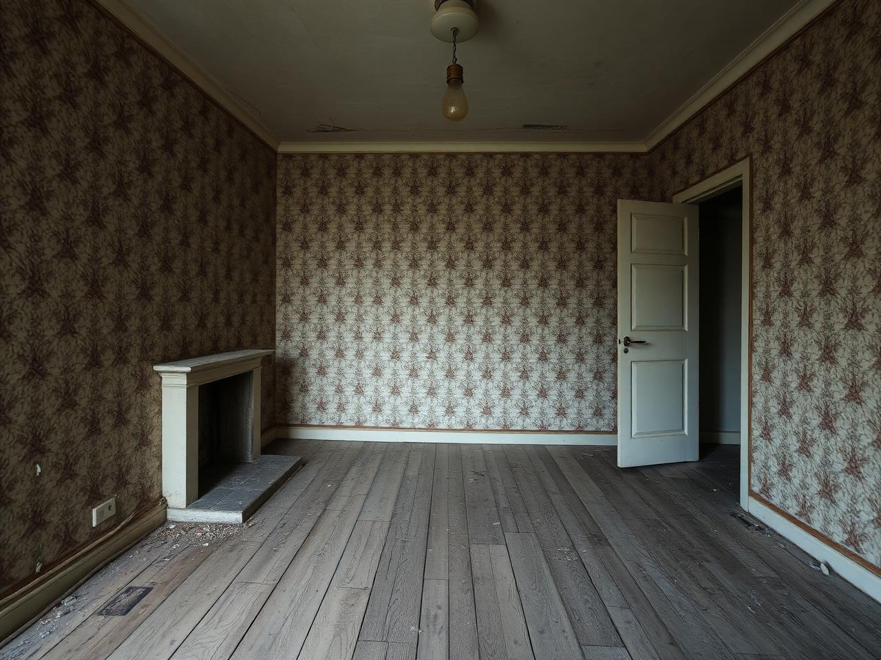 Run-down neglected living room interior before renovation